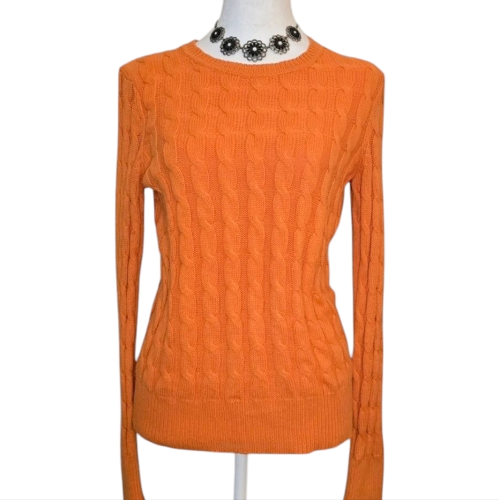 Gap Long Sleeve Soft Cotton Blend‎ Cable Knit Straight Easy Fit Sweater Size M